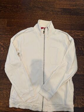 HUGO White Full-Zip Stand Collar Jacket